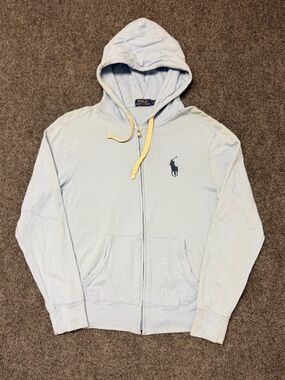 Polo Ralph Lauren Baby Blue Zip Hoodie Embroidered Logo M